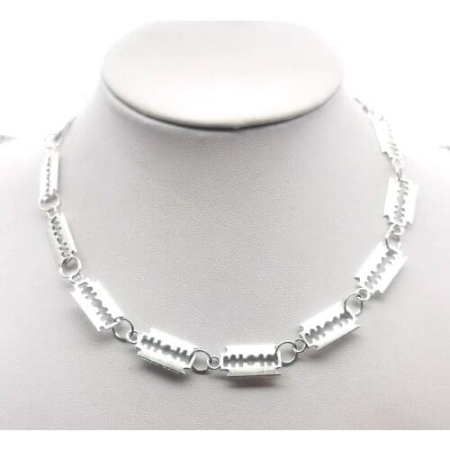 Small bladeUnisex Choker Necklace Women Hip-hop Gothic 14 blade combinations Punk Style Barbed blade Chain Choker Gifts 42cm