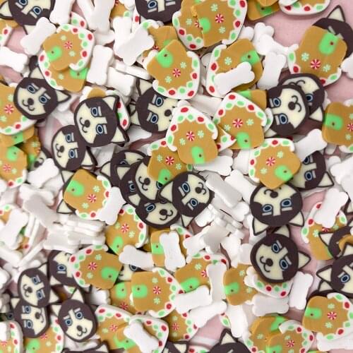 100g Assorted Cartoon Dog Bone Cute House Slice Polymer Clay Sprinkles For Slime Filling Material DIY Nail Art Decoration