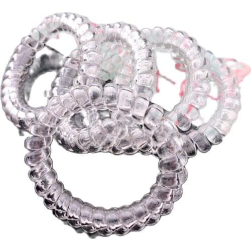 100pcs/Lot Size 5.5cm Transparent Telephone Rope Wire Rubber bands Girl Hair Gum Accessories