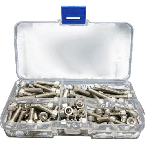 120Pcs M5 Stainless Steel Metric Hex Socket Head Cap Screws Nuts Assortment Kit(5 Sizes)