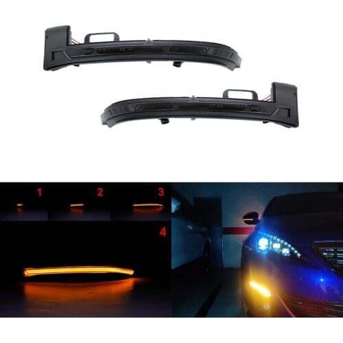 2x Fits For Peugeot 308 2013 2014 2015 2016 2017 2018 2019 Smoked Led Dynamic Side Mirror Blinkers Amber Turn Signal Lamp