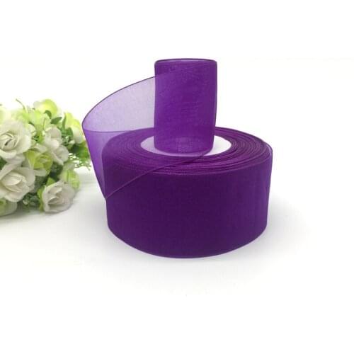 5 Yards 2" 50mm Ribbon Wedding Party Decoration Handmade Organza Ribbon Gift Wrapping Hair Bows DIY Christmas Ribbon #Purple02