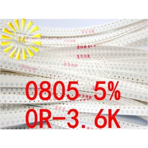 50valuesX50pcs=2500pcs 0805 SMD Resistor Kit Assorted Kit 0R-3.6K ohm 5% Sample Kit Sample bag