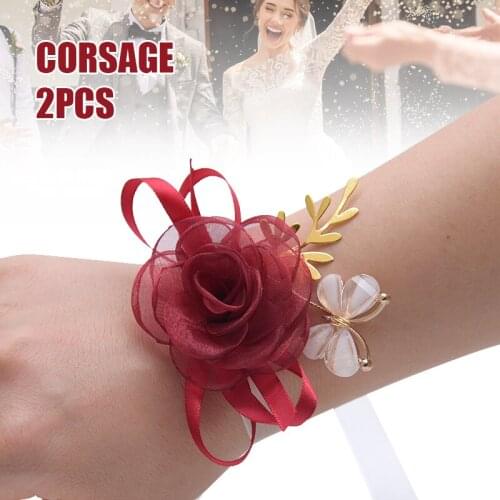 Wrist Flower Wedding Supplies Bride Bridesmaid Sisters Group Wedding Simulation Flower Net Butterfly Decoration Gift B99