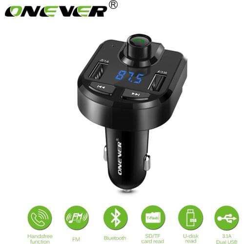 Onever FM Transmitter Wireless Bluetooth MP3 Player Support TF USB Disk Car 3.1A Dual USB Charger for iPhone GPS FM Modulator