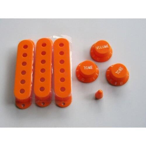 ST Style Guitar Pickup Covers Knobs (White Number) & Switch Tip Orange