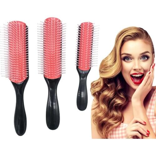 L/Msize Hair Comb 9-Row Detangling Hair Brush Rat Tail Comb Styling Hairbrush Straight Curly Wet Hair Scalp Massage Women