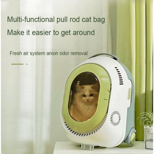 Intelligence Cat Bag Portable Outside Air Circulation Automatic Cooling Capsule Double Shoulder Trolley Case Cat Backpack