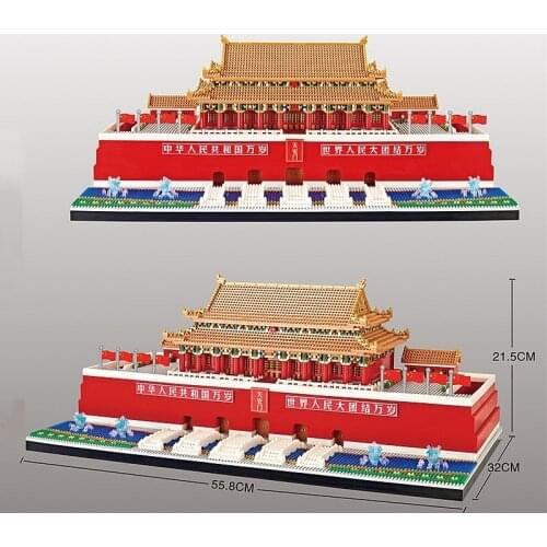 Chinese architecture Tiananmen Square model building blocks micro partibles building blocks educational toys for children