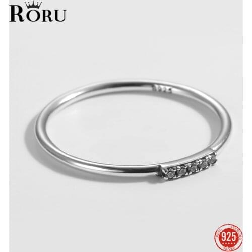 S925 Sterling Silver Rings White Zircon Thin Exquisite Finger Ring Fine Jewelry Oxidized Silver Rings for Women