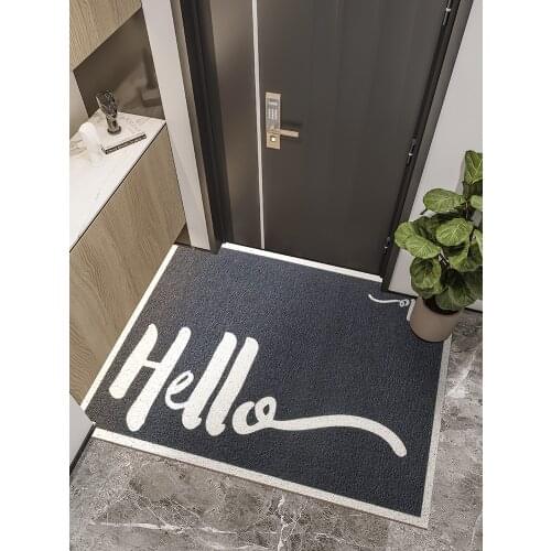 Hello Doormat Gray/Black Extra Thick Front Door Rug for Patio Welcome Mat Rubber Easy Clean Entry Way Carpet Large