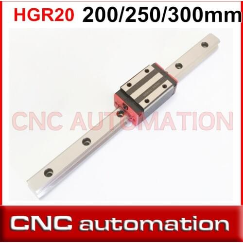 1pc HGR20 HGH20 Square Linear Guide Rail + 1pc Slide Block Carriages HGH20CA/flang HGW20CC CNC Router Engraving 200/250/300mm