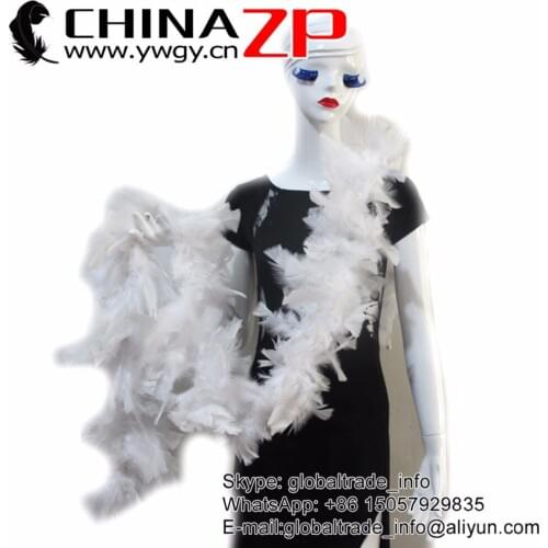 NO.1 Supplier CHINAZP Factory Bulk Wholesale Feather Boas Hot Selling 80 Gram White Chandelle Flat Feather Boa For Sale
