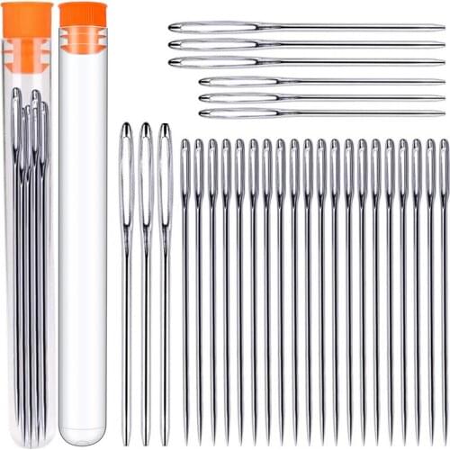 LMDZ 29 PCS Large Eye Sewing Needles, 20 PCS Sewing Sharp Needles and 9 PCS Large Eye Blunt Sewing Needles, Stainless Steel