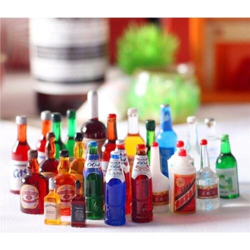 1/12 Miniature Dollhouse Resin Beverage Beer Bottle Mini Cola Soda Miniature Food Play DIY Jewelry Accessories Mini Furniture To