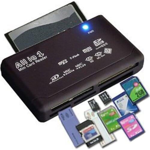 All In One Card Reader Multiports USB 2.0 SD Card Reader Adapter Support TF CF SD Mini SD SDHC MMC MS XD