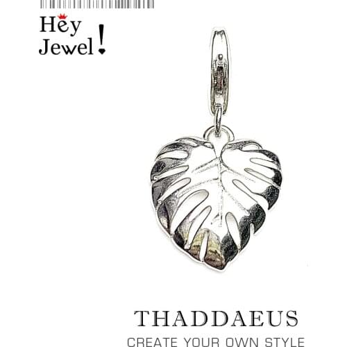 Monstera Leaf Charm New Hot Sell Europe Fine European 925 Sterling Silver Pure Romantic Jungle Style Gift Fit Bracelet For Women