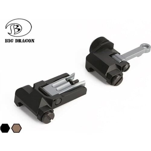 Tactical Rail Sight Set KAC Style MK12 / MK18 Folding Front and 300 Meter Flip-Up Rear Sight Set Offset Folding Micro Sight Kit