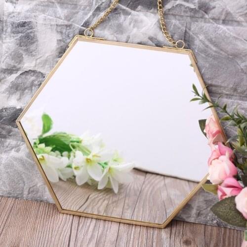 Nordic Hexagon Wall Hanging Mirror Gold Dressing Table Makeup Mirrors Bathroom QX2E
