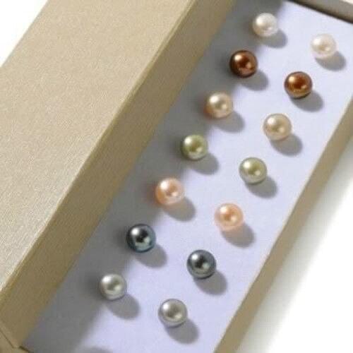 New fashion free shipping 7 paris 7-8mm multicolor cultured pearl stud earrings for women charms party gifts jewelry BV104
