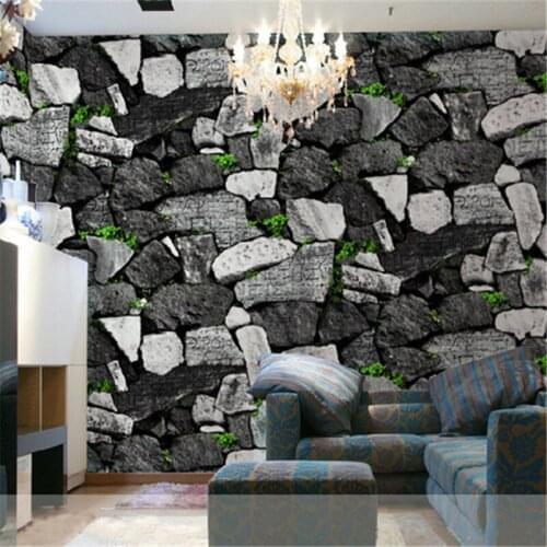 Beibehang simulation stone pattern retro restaurant wallpaper hot pot restaurant tea waterproof PVC wallpaper works paper