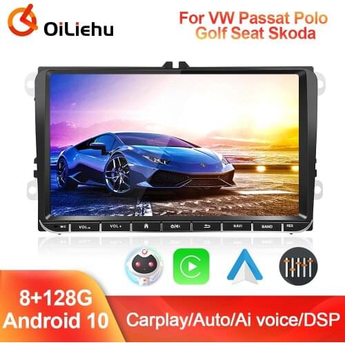 OiLiehu 2Din Android 10.0 Car Radio GPS With Carplay For Volkswagen/VW/Skoda/Seat/Passat b7/Golf 5/Touran/Passa/EOS/POLO/MK5