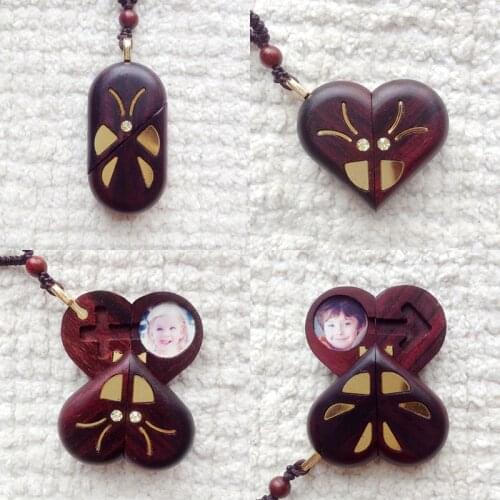 The Illusionist Necklace Wood Locket Butterfly Custom Photo Frame Pendant Necklace Women Girls Jewelry Lovers Couple Gifts