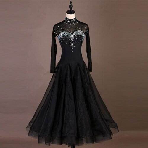 Ballroom Dance Dresses Women Classical Black Dancing Dress Evening Party Waltz Dress Art Exam Ballroom Dance Dress VDB538