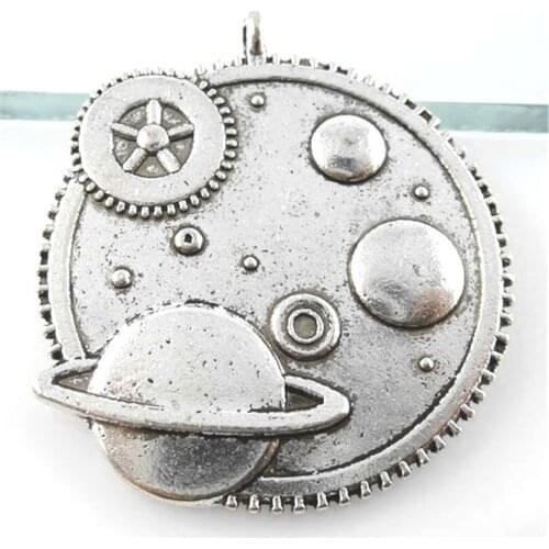 2pcs 11521 Vintage Silver Metal Moon Star Universe Charms for Pendant Jewelry Making DIY Handmade Necklace Jewelry