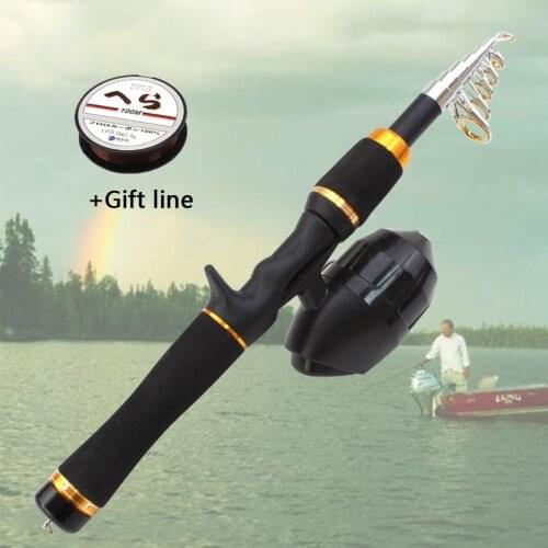 Portable 1.65m carbon Fishing Tackle Telescopic Fishing Rod Reel Travel Fishing Rod Trout Spinning Fishing Rod Combo
