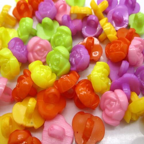 LF 200Pcs Mixed Acrylic Rose Sewing Buttons For Cloth Needlework Flatback Scrapbooking Crafts Decorative Diy Accessories