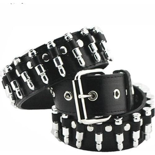 Fashion Ladies Men Punk Imitation Leather Belt Hollow Rivet Wild Waistband