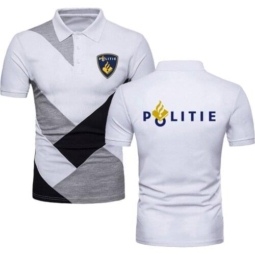 Polo Shirts Dutch Mens TShirts Netherlands Politie Police Special Swat Unit Force TopTees Military Male Contrast Color Polo