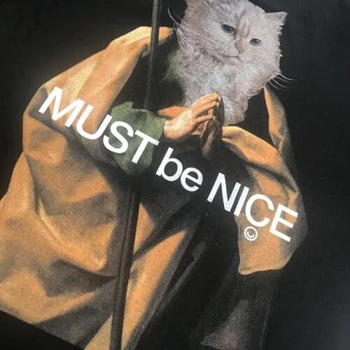 Cat shirts short-sleeved crop top oversized T-shirt tops women apparel monk praying t shirt y2k clothes Womens t-shirts blouses