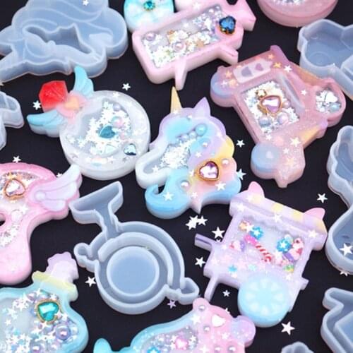 New Handmade Quicksand Pendant Ice Cream Resin Silicone Mold DIY Jewelry Making Tool