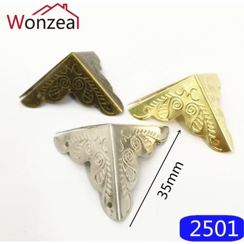 12pcs/lot 25mm Box Corner Antique Flower Pattern Carved Corner Protector For Jewelry Box Brackets Decorative For Wooden Case