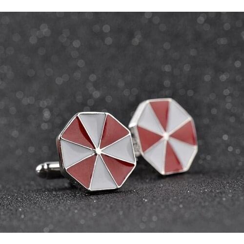 Game Movie Jewelry Biohazard Alice Umbrella Corporation Red Cufflink For Men