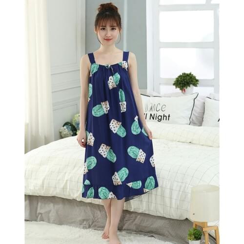 Oversize Womens Cotton Thin Nightgowns Ladies Long Sleepwear 2019 Summer Girls Sleeveless Loose Sleepdress Sleepshirts