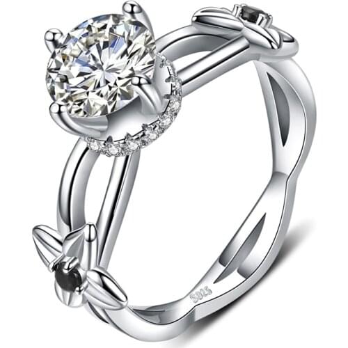 SODROV 925 Sterling Silver Jewelry Classic Flower Wedding Rings for Women Female Bijoux Silver 925 Jewelry G083