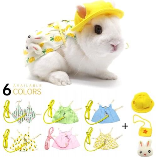 Cute Bunny Vest Harness Outdoor Leash Set Rabbit Clothing Suit Button Decor Small Pet Kitten Small Animal Clothes Animal Walking