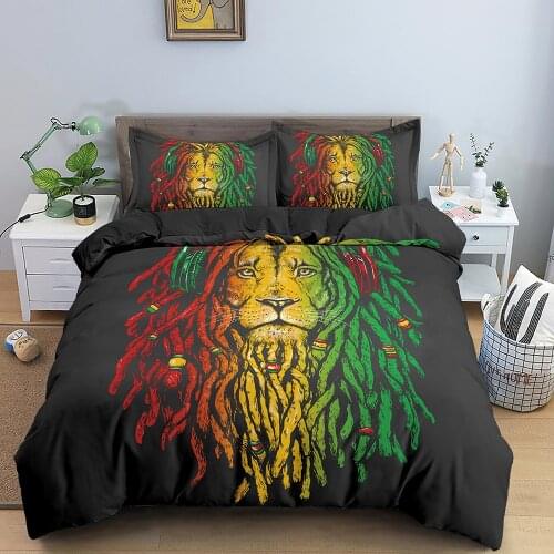 Animal Print Duvet Cover Set Teen Boys Comforter Cover Colorful Lion Head Bedding Set Soft Microfiber Bed Cover Bedclothes