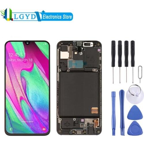LCD Screen and Digitizer Full Assembly with Frame for Samsung Galaxy A40 SM-A405F Phone Screen Replacement