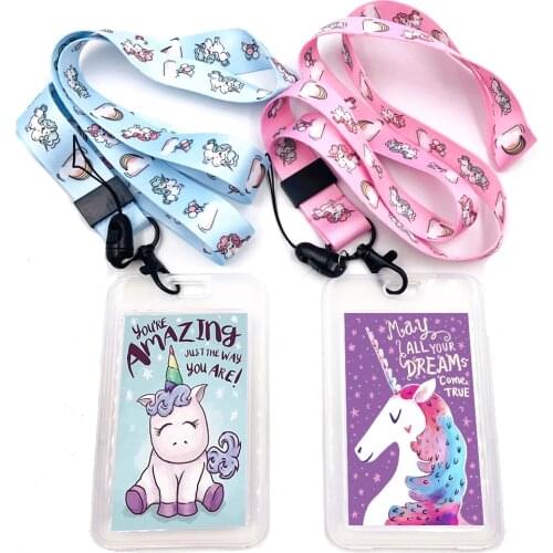 You Are Amazing Slogan Unicorns Lanyard School Work ID Card Badge Pass Unisex Girls Boys Holder Phone Accessories