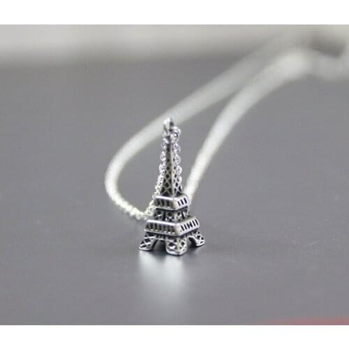 1 Eiffel Tower Necklace 3D Building Pendant Retro Tower Necklace Geek Men and Women Memorial Jewelry Brand Necklace