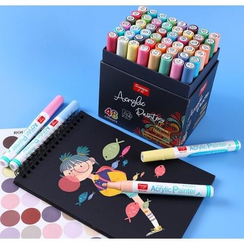 12/24/36/48 Acrylic Paint Marker Art Markers Pen for Morandi Colored Set Rock Ceramic Porcelain Glass Mug Wood Fabric Canvas DIY
