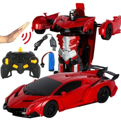 2.4Ghz Induction Transformation Robot Car 1:14 Deformation RC Car Toy led Light Electric Robot Models fightint Toy Gift for Boys