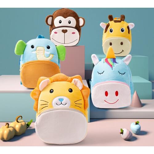 2020 Kindergarten Children School Bags Toddler Backpack Girls Soft Plush Kids Bags 3D Cartoon Animals Schoolbag Mochila Escolar