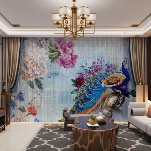 3d Curtains Home Bedroom Decoration Curtains for Drapes Cortinas Birds Floral 3d Curtains House Decor Tulle