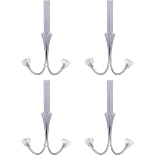 Over the Door Hooks-Door Hanger Metal Twin Hooks Organizer Rack for Living Room Bathroom Hanging Coats Hats 4 Pack