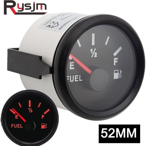 52mm Fuel Level Gauge Marine Boat Tank Level Indicator 12/24V Black 0-190 240-33 ohm waterproof Socket Connection Backlight